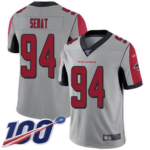 Atlanta Falcons Limited Silver Men Deadrin Senat Jersey NFL Football #94 100th Season Inverted Legend